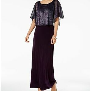 Connected Apparel Purple Metallic Caplet Formal Long Gown NWT Size 10